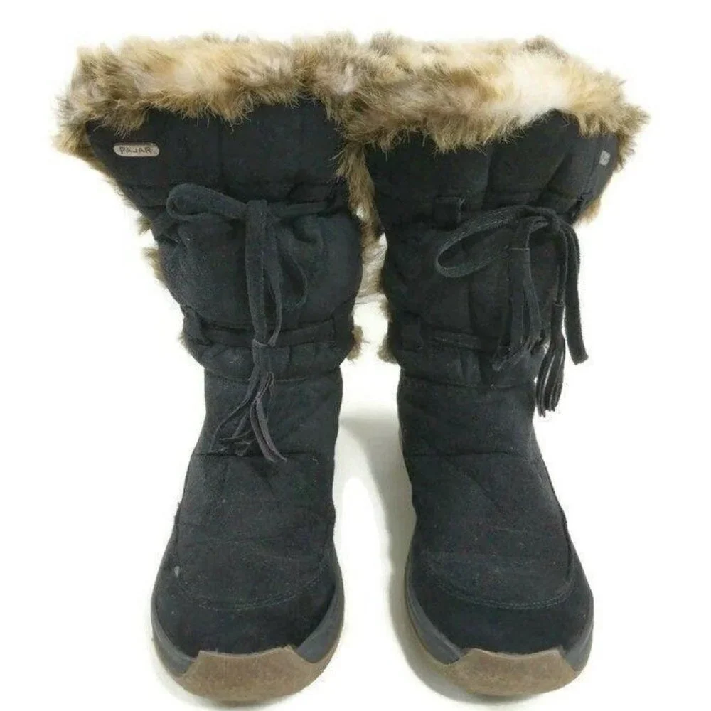 Pajar Winter Boots Womens US 7 7.5 EUR‎ 38 Black Mid Calf Fur Lined